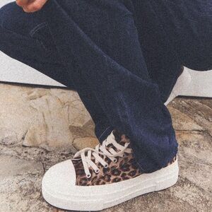 ZARA Animal Print Leopard Print Sneakers with White Soles 39